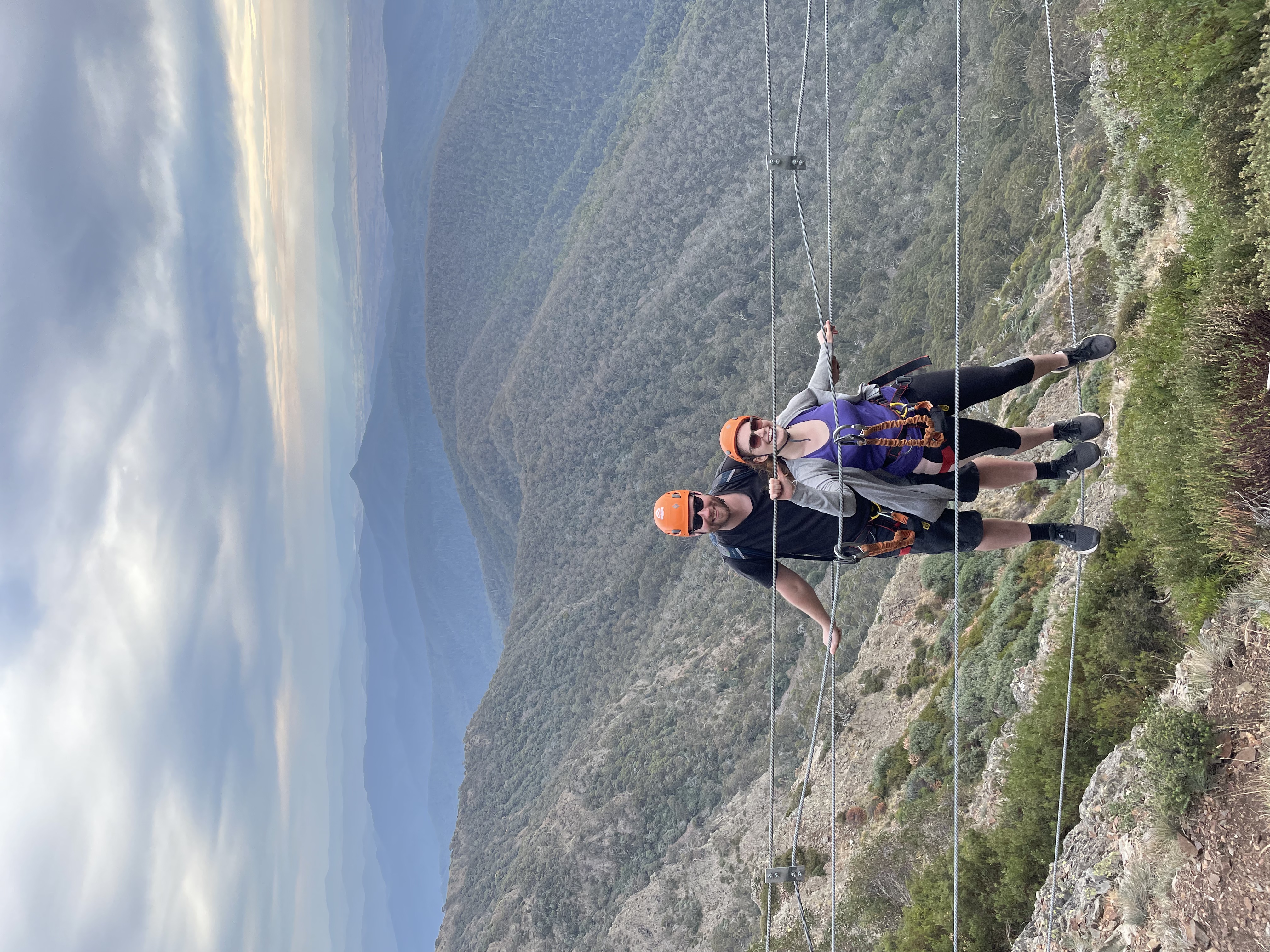 Katelyn and Geoff on Mount Buller on a Via Ferrata Bridge